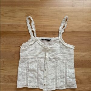 Zara White Lace Camisole Top